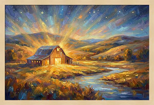 Barn Landscape At Dusk
