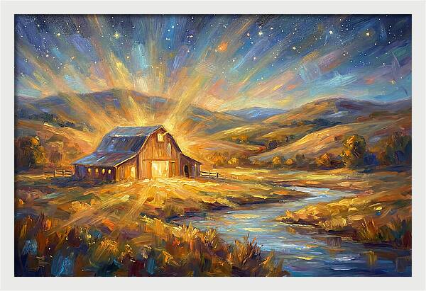 Barn Landscape At Dusk