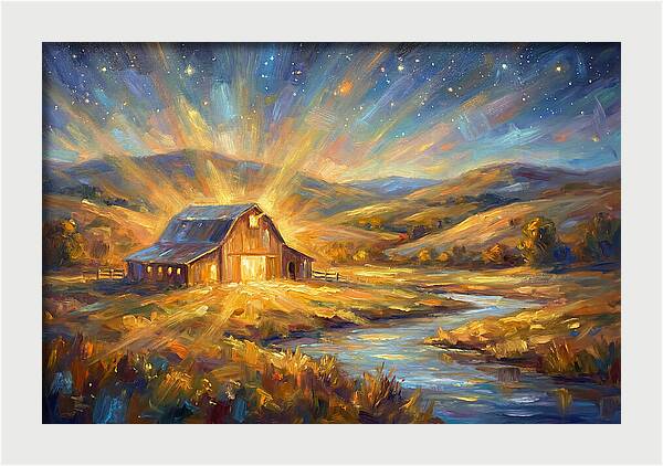Barn Landscape At Dusk