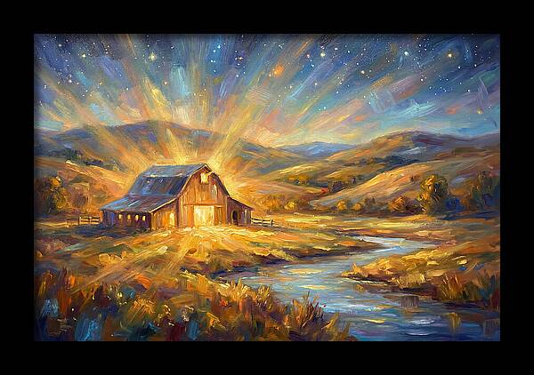 Barn Landscape At Dusk