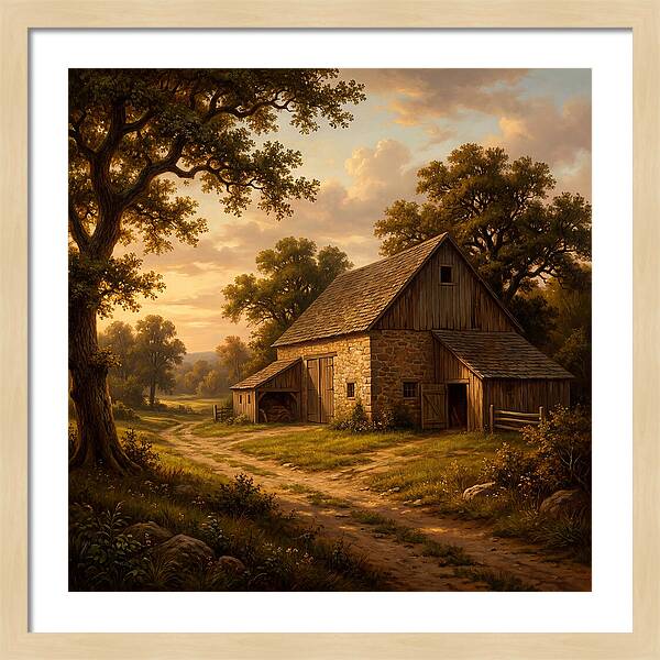 Barn Landscape At Dusk