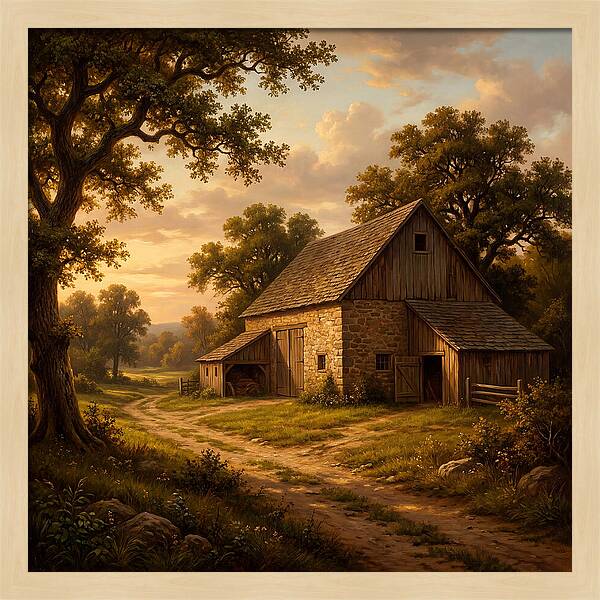 Barn Landscape At Dusk