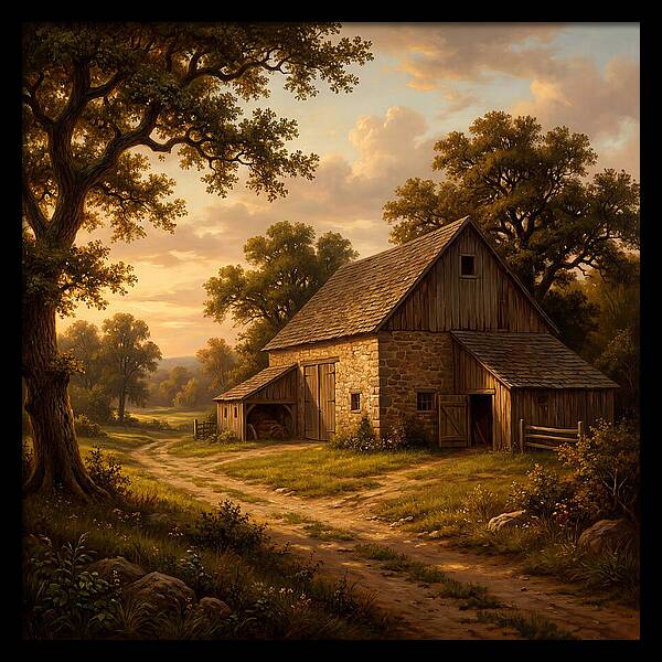 Barn Landscape At Dusk