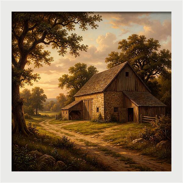 Barn Landscape At Dusk