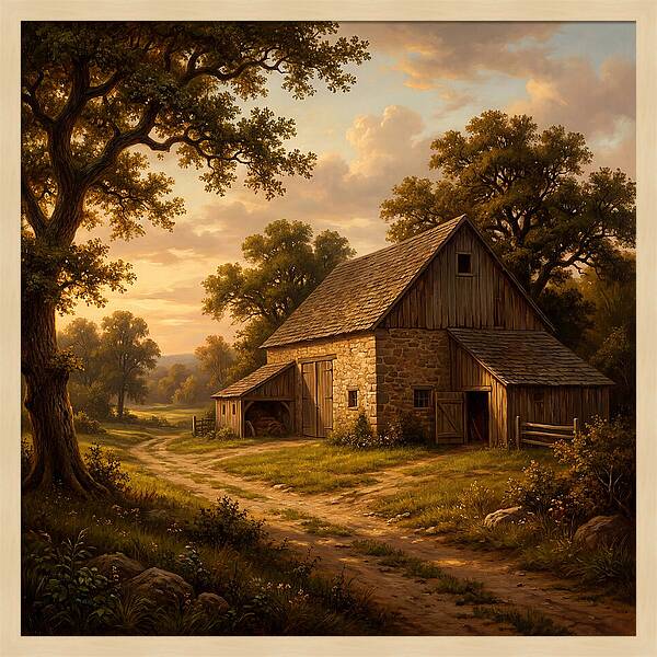 Barn Landscape At Dusk