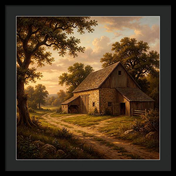 Barn Landscape At Dusk