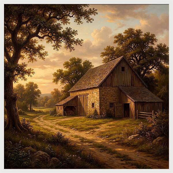 Barn Landscape At Dusk