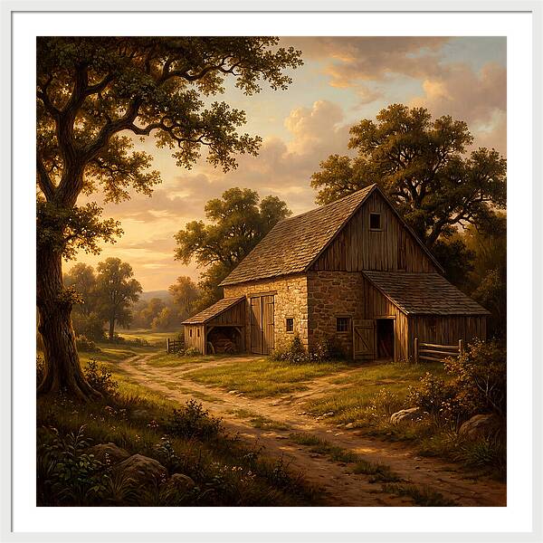 Barn Landscape At Dusk