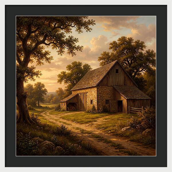 Barn Landscape At Dusk
