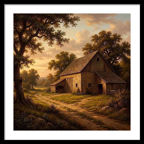 Barn Landscape At Dusk