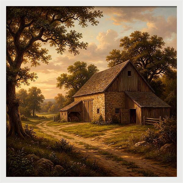 Barn Landscape At Dusk