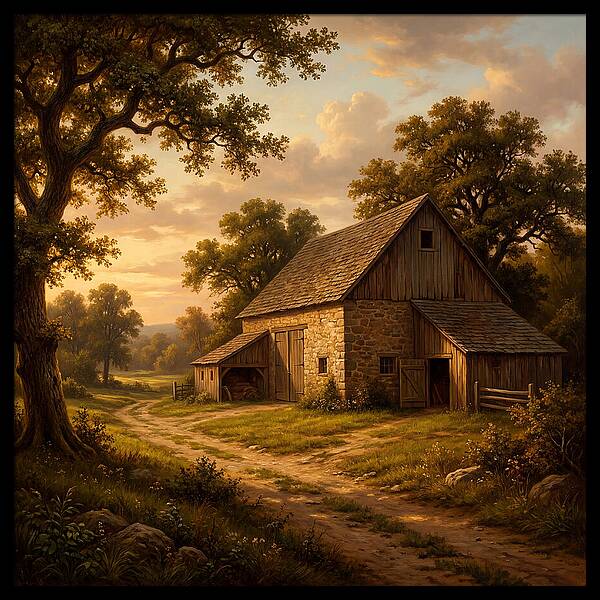 Barn Landscape At Dusk