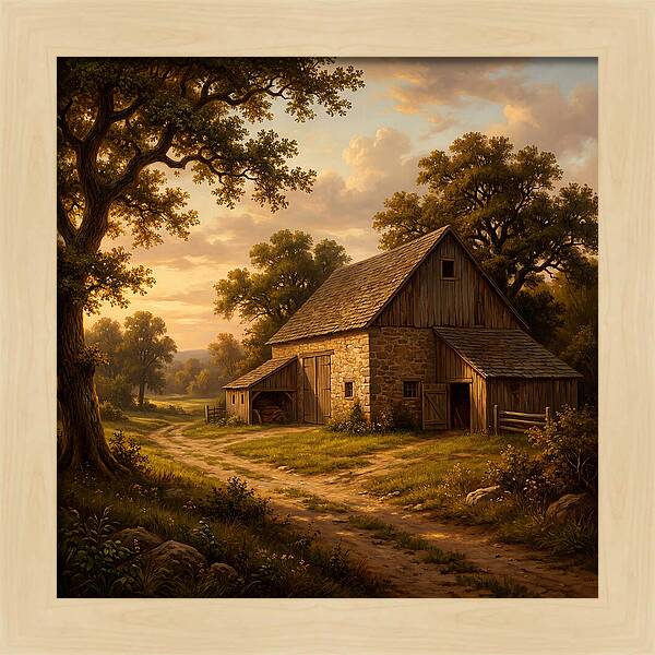 Barn Landscape At Dusk