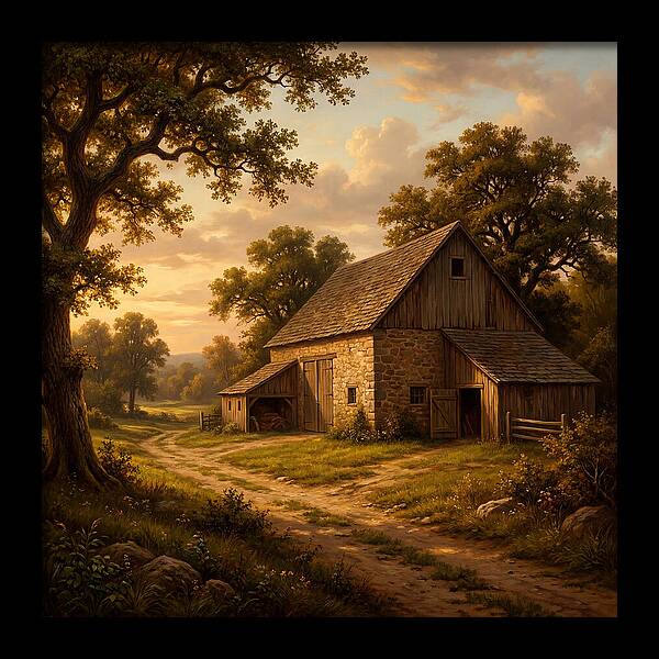Barn Landscape At Dusk