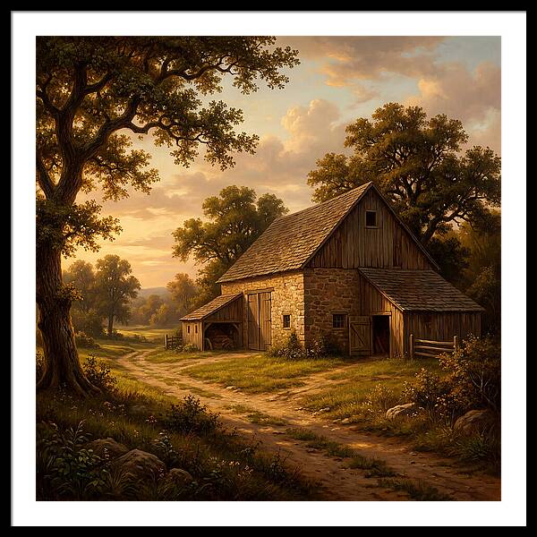 Barn Landscape At Dusk