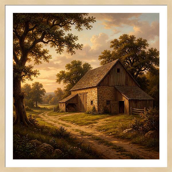 Barn Landscape At Dusk