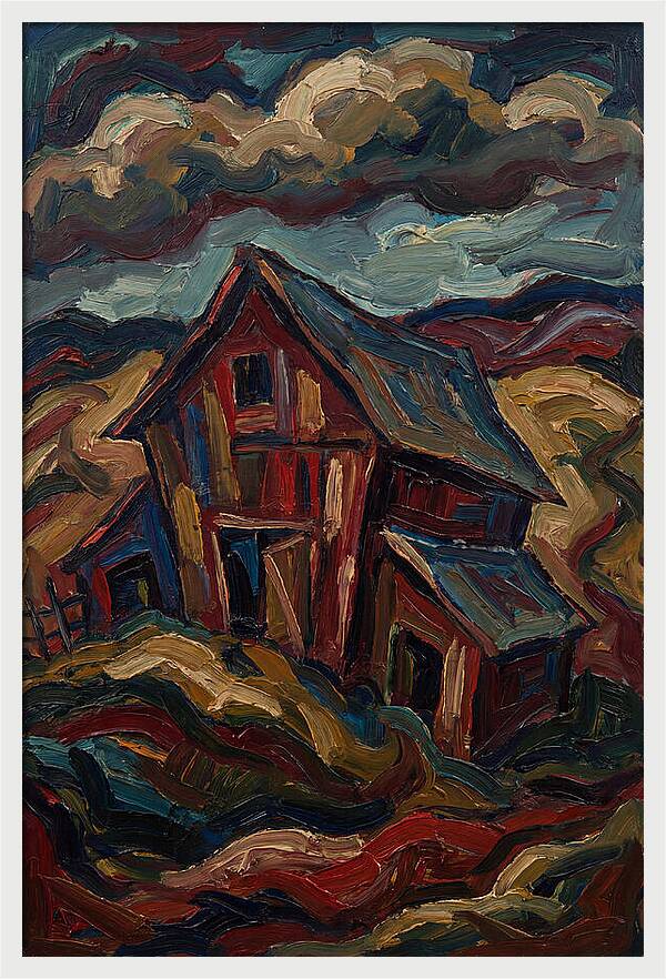 Barn Landscape In Expressionist Style