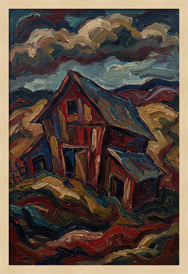 Barn Landscape In Expressionist Style