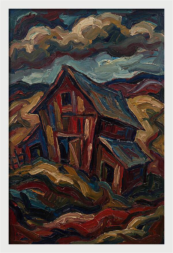 Barn Landscape In Expressionist Style