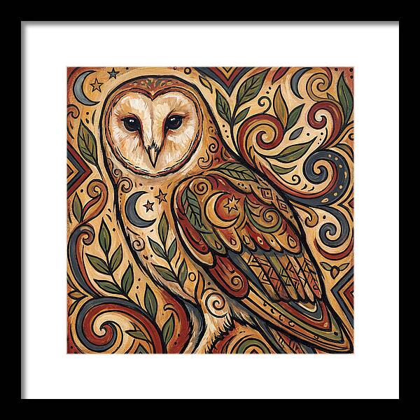 Barn Owl In Folk Art Style
