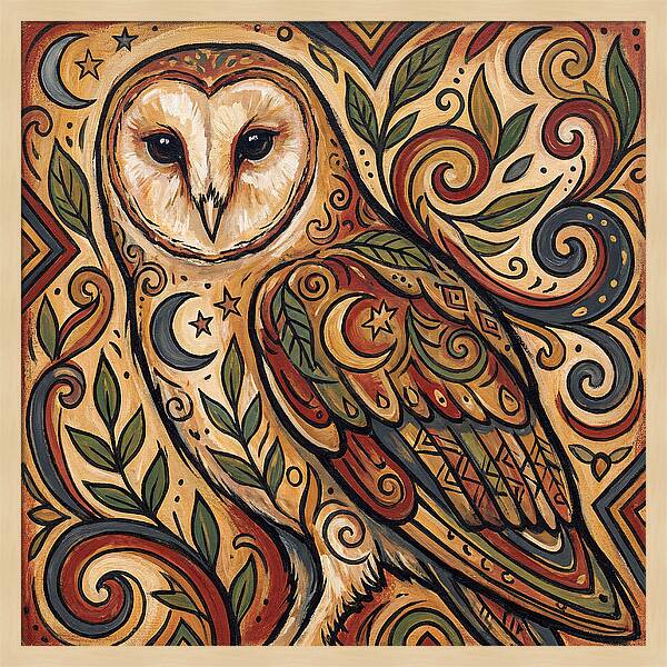 Barn Owl In Folk Art Style