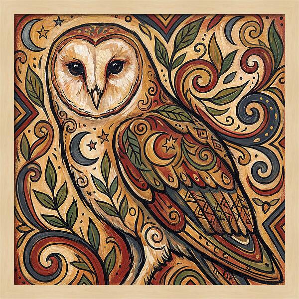 Barn Owl In Folk Art Style