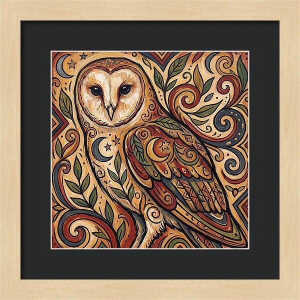 Barn Owl In Folk Art Style