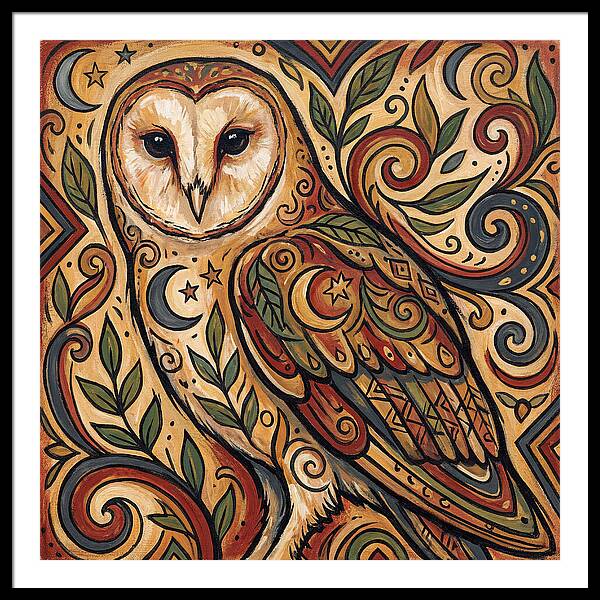Barn Owl In Folk Art Style