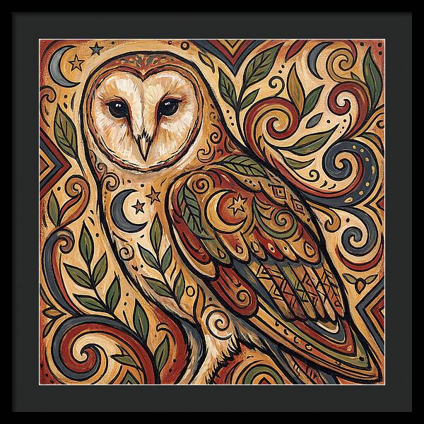 Barn Owl In Folk Art Style