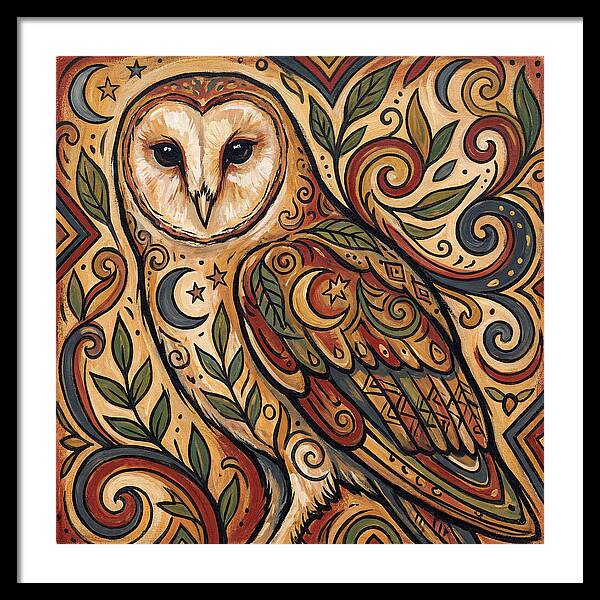 Barn Owl In Folk Art Style