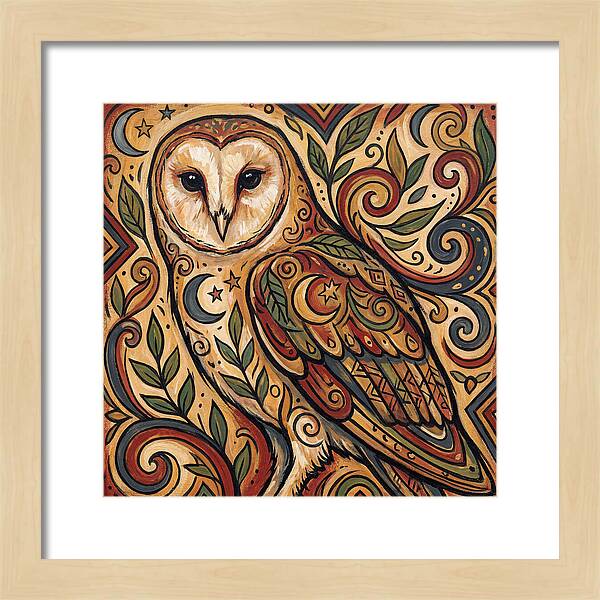Barn Owl In Folk Art Style