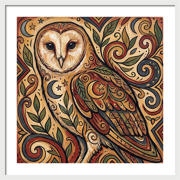 Barn Owl In Folk Art Style
