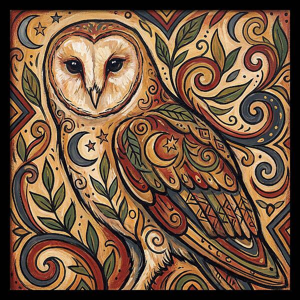 Barn Owl In Folk Art Style