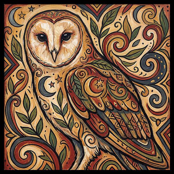Barn Owl In Folk Art Style