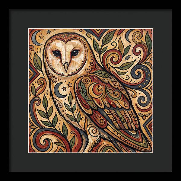 Barn Owl In Folk Art Style