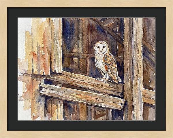 Barn Owl Perched In Rustic Setting