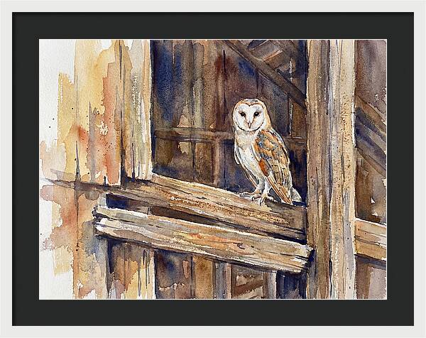 Barn Owl Perched In Rustic Setting