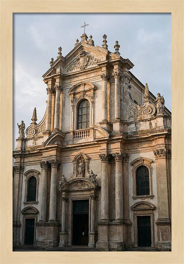 Baroque Church Facade In Warm Light