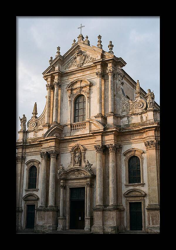 Baroque Church Facade In Warm Light