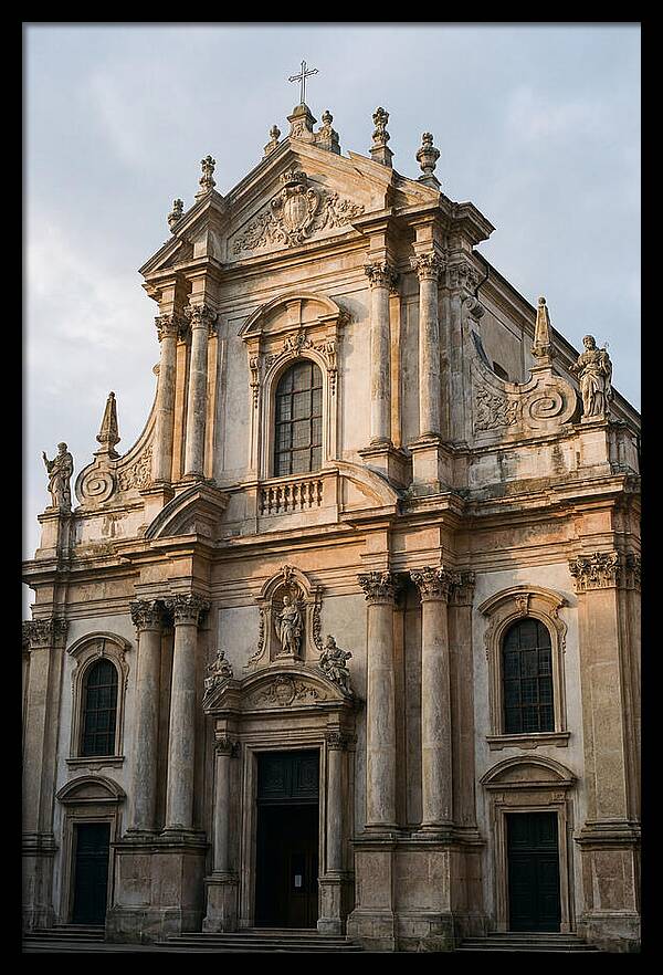 Baroque Church Facade In Warm Light