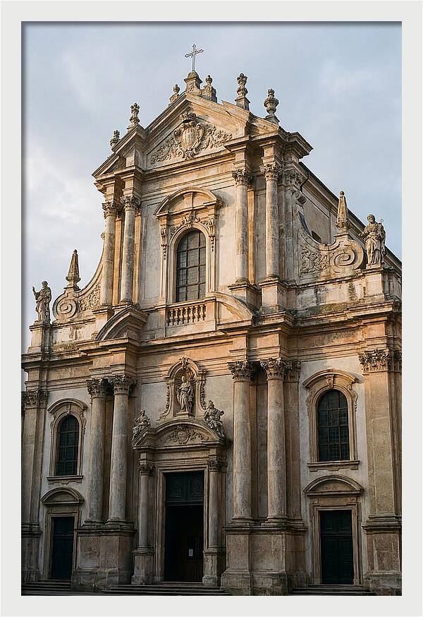 Baroque Church Facade In Warm Light