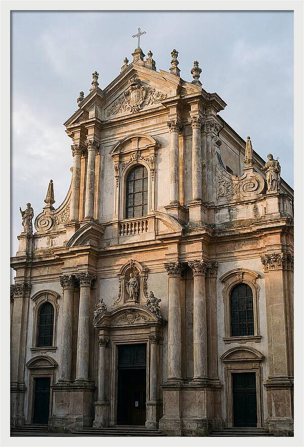 Baroque Church Facade In Warm Light