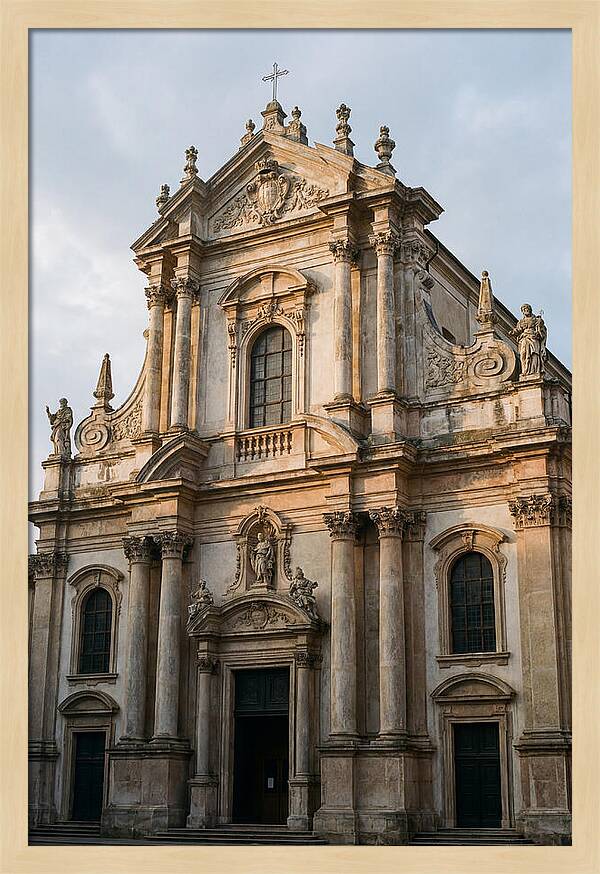 Baroque Church Facade In Warm Light