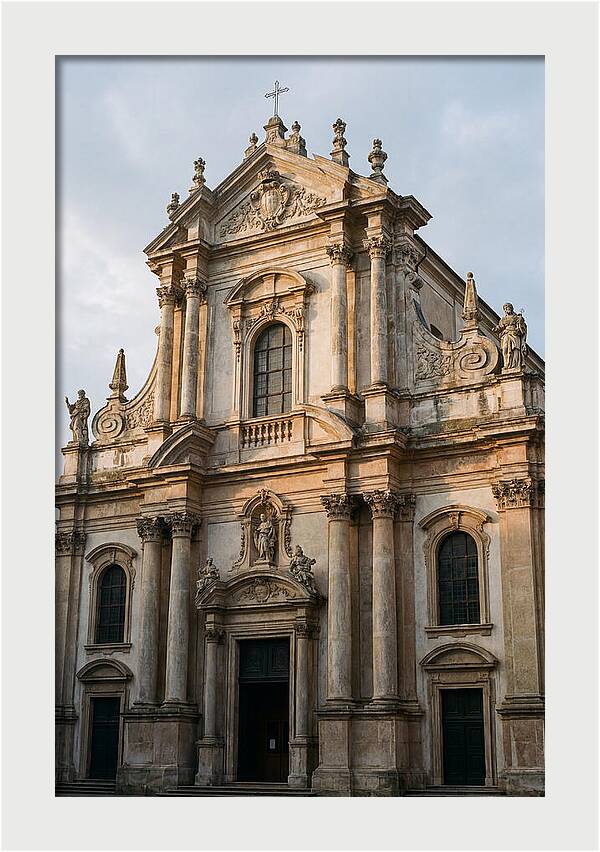 Baroque Church Facade In Warm Light