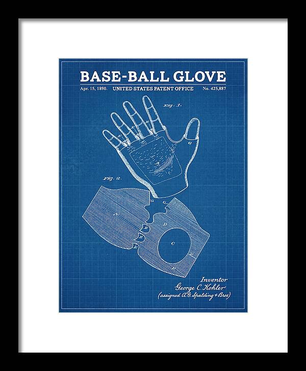 Base Ball Glove Spalding Blueprint Patent Us425887a
