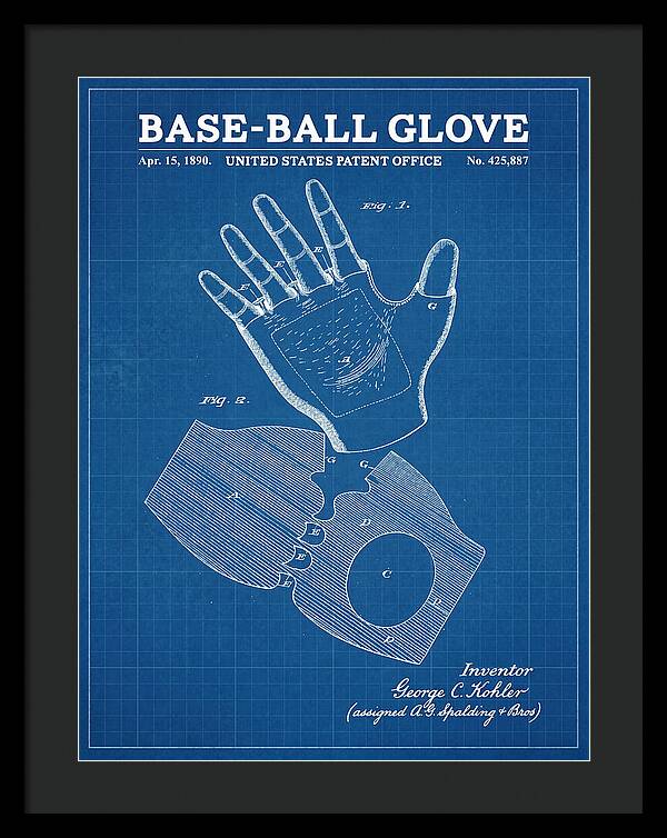 Base Ball Glove Spalding Blueprint Patent Us425887a