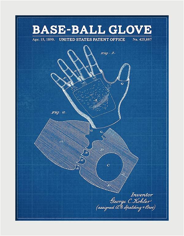 Base Ball Glove Spalding Blueprint Patent Us425887a