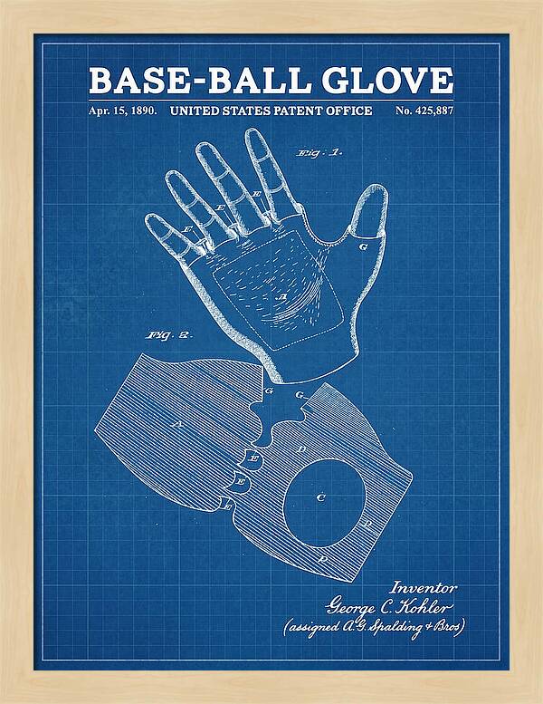 Base Ball Glove Spalding Blueprint Patent Us425887a
