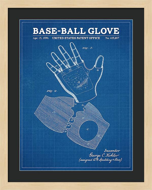 Base Ball Glove Spalding Blueprint Patent Us425887a