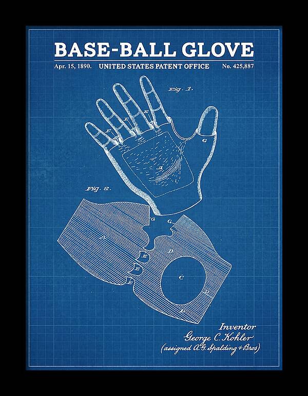 Base Ball Glove Spalding Blueprint Patent Us425887a